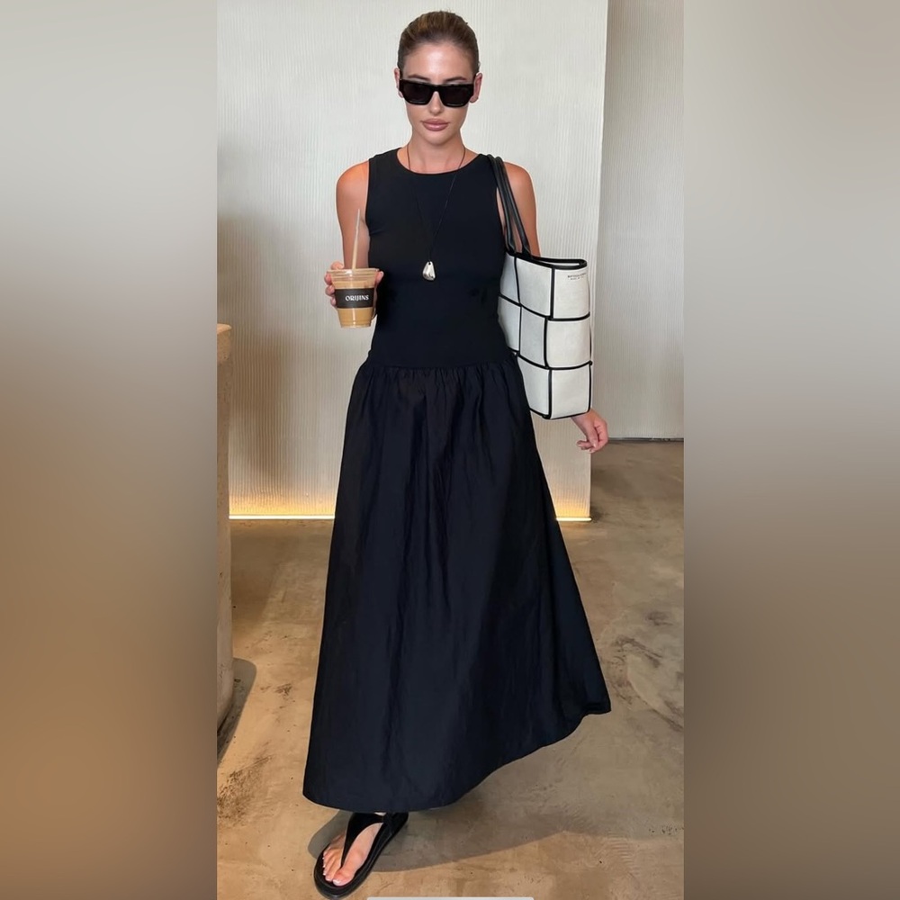 MANGO Black Sleeveless Maxi Dress